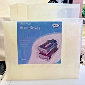Whitmor Clear Vue Women's Shoe Boot Box, Set of 4 Plastic Stackable Storage